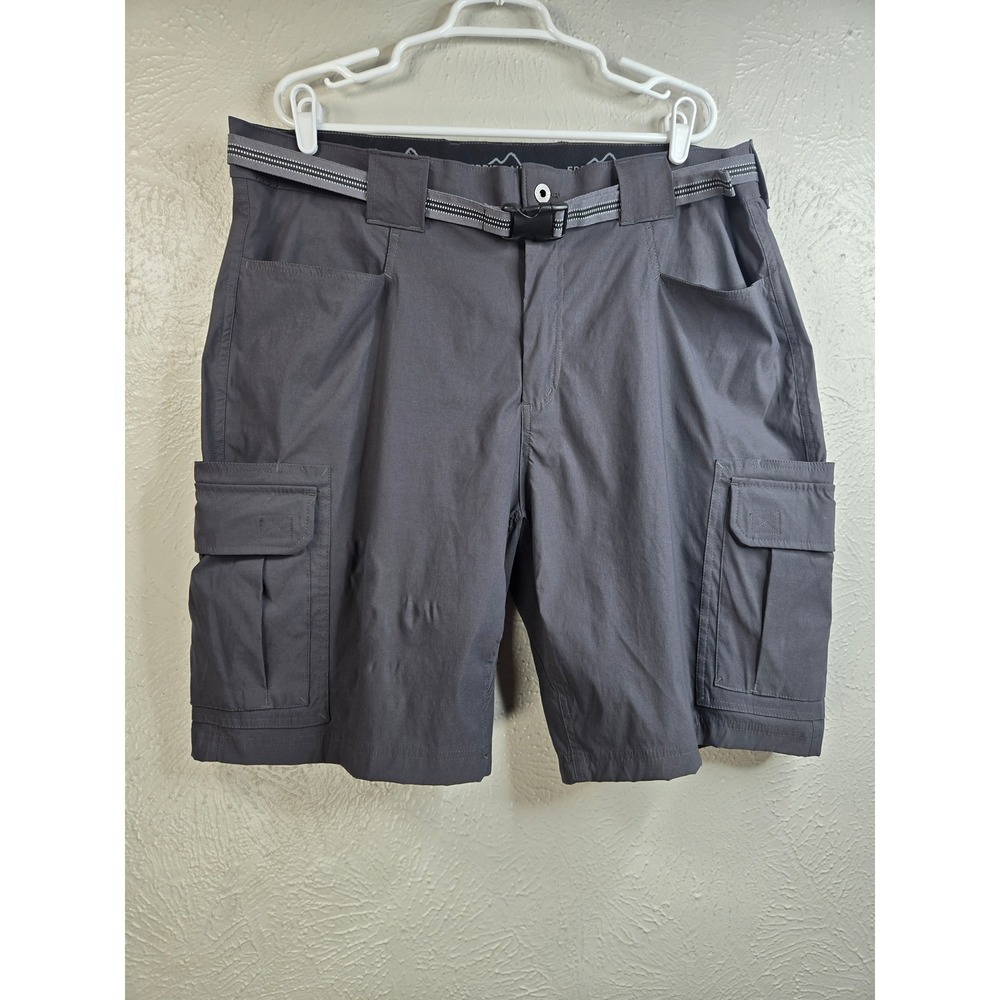 Eddie Bauer Belted Cargo Shorts Mens Sz 40 Gray Stretch Hiking‎ Outdoor Gorpcore